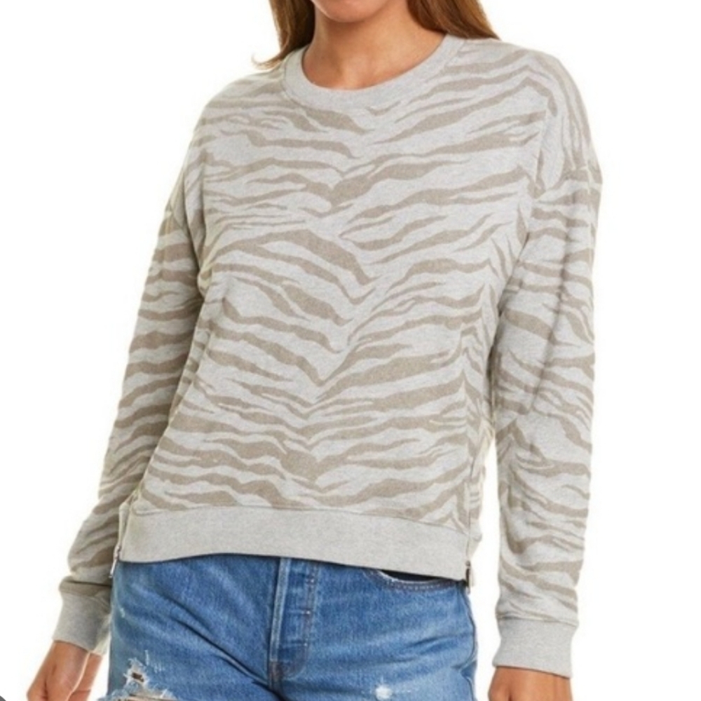 Rails Marlo Flocked Zebra Side Zipe Sweater Sweat… - image 1